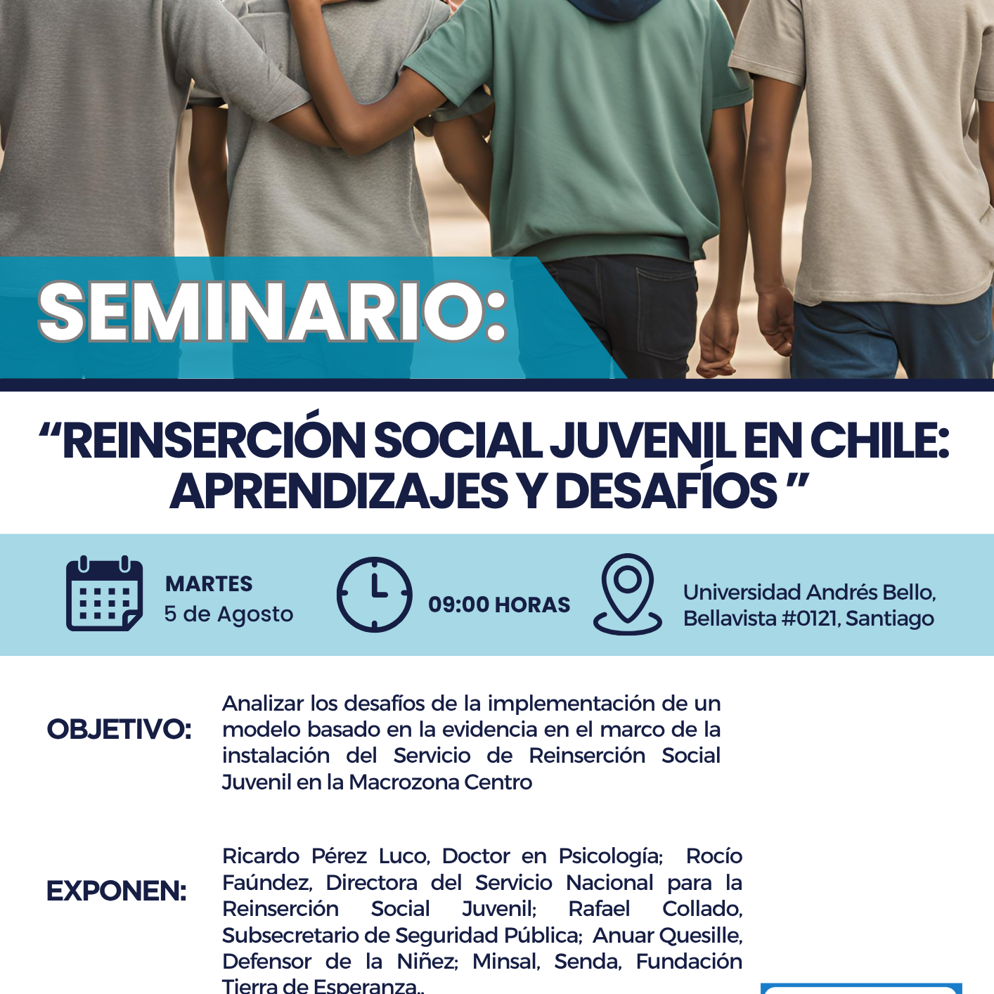 Seminario: “Reinserción Social Juvenil en Chile: aprendizajes y desafíos”/5 de agosto